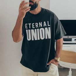 Hommes T-shirts Eternal Graphic Imprimé Noir Casual Manches Courtes T-shirts Surdimensionnés Coton Tee Hommes Femmes Hip Hop Streetwear MG230092