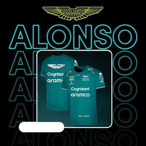 T-shirts pour hommes F1 2024 Aston Martin Team Alonso T-shirt Formule 1 Costume de course Sports extrêmes Entraînement Moto Tee surdimensionné Hommes Dames