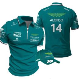 Heren T -shirts F1 Aston Martin Polo Spaanse racer Fernando Alonso 14 shirts hoog -kwaliteit Kleding kan worden verzonden, geef hoeden weg 9936ess