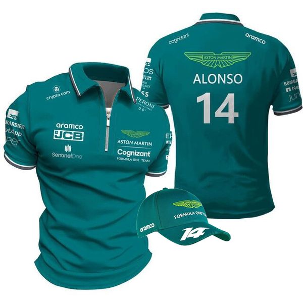 Camisetas para hombre F1 Aston Martin POLO Racer español Fernando Alonso 14 camisetas Ropa de alta calidad se puede enviar Regalar sombreros