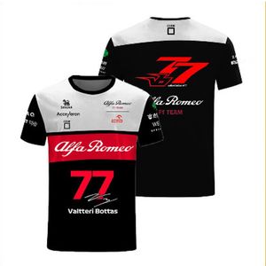 Heren T-shirts F1 Racing Extreme Sports Formule 1 Alfa.Romeo Team 77 Valtteri Bottas T-shirt 24 weken Crown Feather Shor