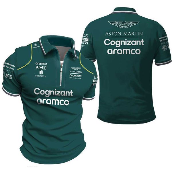 Camisetas para hombre Moda Aston Martin 2024 Camisetas del equipo F1 Piloto de carreras español Fernando Alonso 14 y STROLL 18 Polos extragrandes