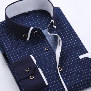 Camisetas para hombre Fashion Formal s para manga larga estampada de ajuste de negocios sociales masculino