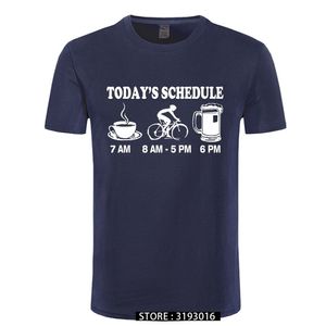 Heren T-shirts Grappige cycls T-shirt Mountain Biking Schedule TEE 100% katoen T-shirts 220520