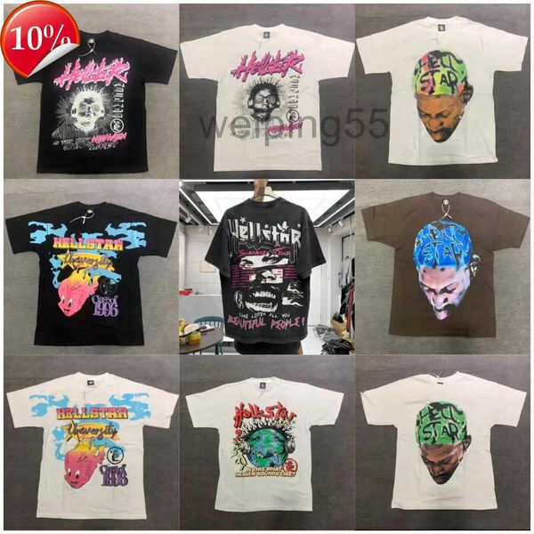 Camisetas para hombre Hellstar Camiseta de algodón Moda Negro Hombres Mujeres Ropa de diseñador Gráfico de dibujos animados Punk Rock Tops Verano High Street Streetwear J230807oqtt