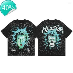 Hommes t-shirts Hellstar chemise électrique enfant à manches courtes t-shirt lavé faire vieux noir Hell Star t-shirt hommes femmes vêtements