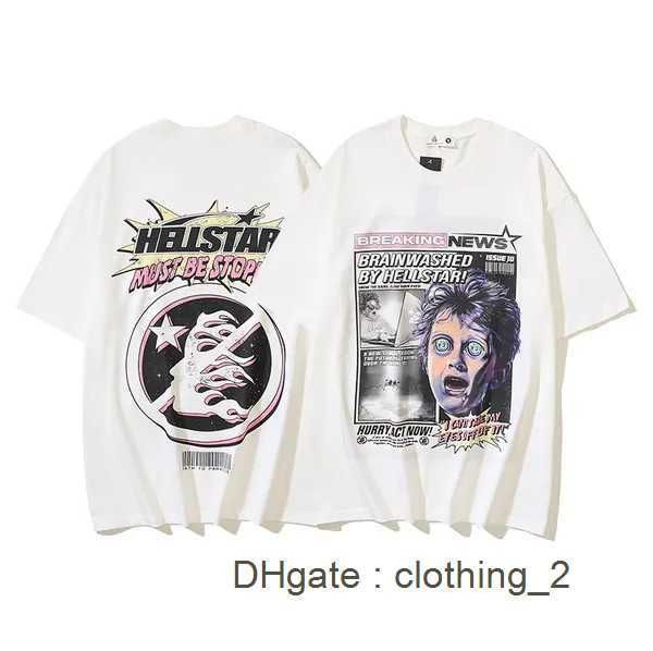 T-shirts pour hommes HELLSTAR Y2K chemise Hip Hop impression graphique en ligne surdimensionné col rond coton t-shirt gothique à manches courtes hauts 3W3A