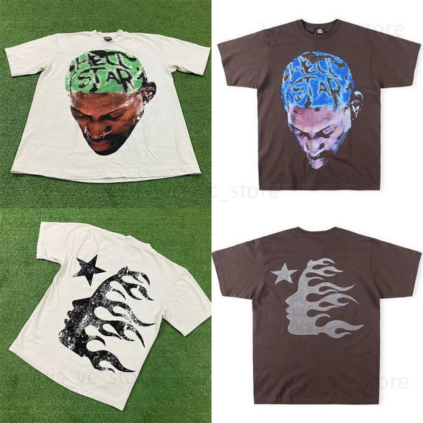 T-shirts pour hommes Hip Hop Head imprimé T-shirt High Street Men Femmes à manches courtes Top Stick Stick T230831