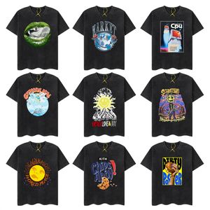 Heren T-shirts Hiphop Gewassen T-shirt Toekomst Rapper Grafische Print Zwart T-shirt Vrouwen Harajuku Vintage T-shirt Zomer Korte Mouw