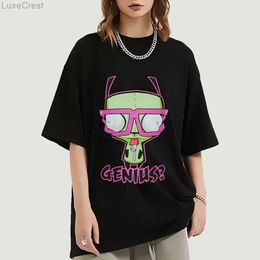 Camisetas para hombres Invader Zim Genius Genius Camiseta de anime Hombres Mujeres Camiseta de gran tamaño Tops de algodón de algodón Funny Kawaii 230414