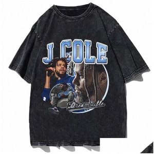 Heren T-shirts J Cole Graphic T-shirt Vintage 90s Rapper Hip Hop Oversized Summer Men Women Fi Cott Black T-shirt Streetwear B1tz Dro Otndy