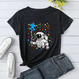 T-shirts pour hommes Enfants J'ai l'autisme Soyez patient T-shirt - Puzzle Cadeau autiste Taille ample T-shirt Vêtements alternatifs T-shirts d'astronaute