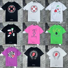 T-shirts pour hommes T-shirt de mode de luxe à vendre Ch Marque Chromes Tees Designer Femmes Sanskrit Couple T-shirt Sweat-shirt Horseshoe Flower Heart