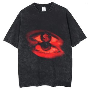 Camisetas para hombre Hombres Streetwear 2024 Camiseta Flaming Evil Eye Gráfico Casual Camisa negra Unisex Harajuku Camiseta Tops de algodón Camisetas Hipster Y2k