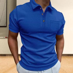 T-shirts pour hommes hommes chemise d'été à manches courtes poche décoration revers couleur unie coupe ajustée vêtements quotidiens boutons haut décontracté vêtements masculins