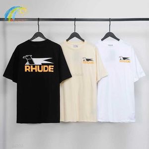 Heren T-shirts Heren Summer Spring Fashion Streetwear Swallow Print Rhude T Shirts Men Dames