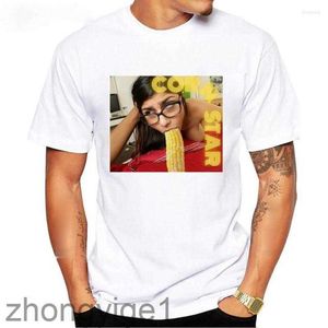 T-shirts pour hommes Mia Khalifa Suck Corn Humour Imprimer T-shirt Mode d'été Hommes à manches courtes Drôle Casual Tops blancs Vintage Hip Hop Style Boy