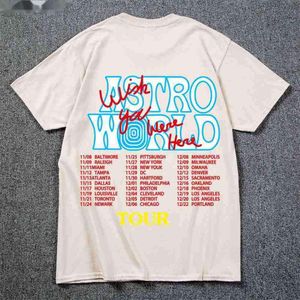 Heren T-shirts Nieuwe mode Hip Hop T-shirt Men Vrouwen Jack Cactus Astroworld Harajuku T-shirts You Were Here Letter Print Tees Tops L230215