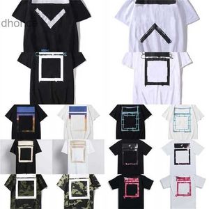 T-shirts pour hommes Off Offs Black / White T-shirt Yellow Warning Strip Imprimée Étudiant couple en vrac Short T-shirt imprimé x le dos oaak