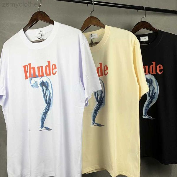 Camisetas para hombres de gran tamaño Rhude Torment Tshirt Men Women Casual Hip Hop Streetwear Tops Fashion Summer Sleevetshirt de alta calidad