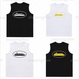 Heren T-shirts Plus Size T-shirt Cargo Alcatraz Tanks Korte top Sexy vesten Zwarte mouwloze O-hals Croptops Tanktops Y2k Crop Vest S-XL 10gV#