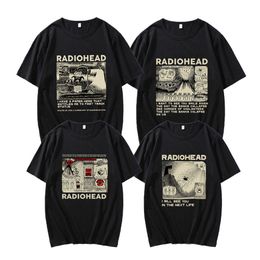 T-shirts pour hommes Radiohead T-shirt Vintage Hip Hop Rock Band T-shirt graphique Streetwear 90s coton confort manches courtes unisexe Tee 022223h