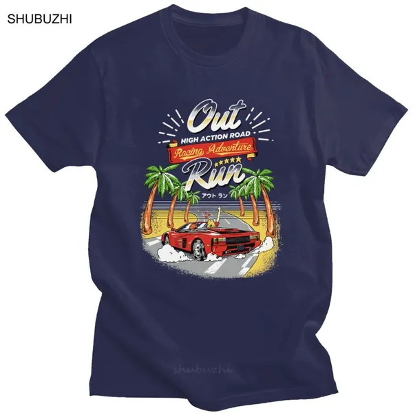 T-shirts pour hommes Rétro Out Run T-Shirt Hommes Coton Doux À Manches Courtes 80s Arcade Game Tshirt Racing Adventure OutRun Tee Shirt Vêtements Cadeau