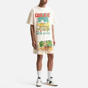 T-shirts pour hommes RHUDE SHIRS NOUVEAU MARGE WORKERSILL T-shirt Landscape High Street Cotton T-shirt à manches courtes en vrac Top 129