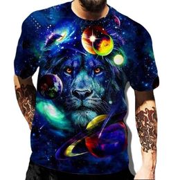 Hommes T-shirts Chemise Hommes Vêtements Été Casual Manches Courtes Vintage Streetwear Merveilleux Lion Imprimé Tee Pour Hommes TopsMens MensMens