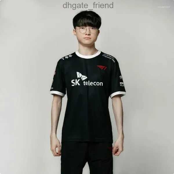 Camisetas para hombre SKT T1 2024 Equipo Jersey LOL League FAKER Camiseta LCK Camisa personalizada Keria Zeus Gumayusi Ropa deportiva electrónica Poliéster Materi