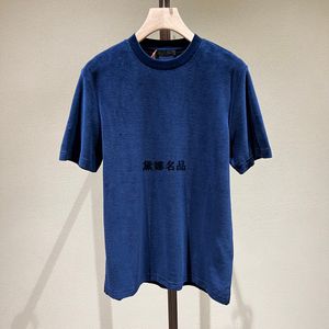 heren t-shirts lente en zomer loro piana zijde katoen fluweel ronde hals korte mouw blauw t-shirt