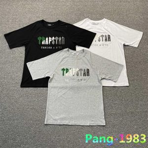 Hommes t-shirts printemps été trapstar t-shirt hommes femmes vert blanc serviette broderie à manches courtes t-shirt ensemble polyvalent confort coton topme