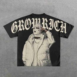 T-shirts pour hommes streetwear y2k tshirt harajuku hip hop graphic imprime rond cou rond oversize new punk rock gothic short à manches topsyolq