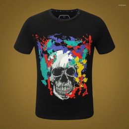 T-shirts pour hommes T-shirt pour hommes T-shirt décontracté pp graffiti crâne haut de style noir t-shirt diamant t-shirt mensmens doux22