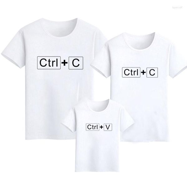 Camisetas para hombres Ropa familiar para juego Ctrl C y V Texto Camiseta impresa Padre Madre Hijo Hija Clothing
