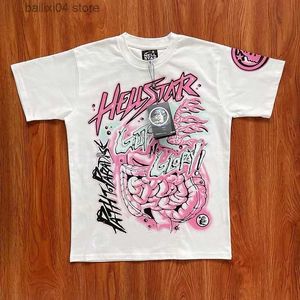 T-shirts pour hommes Summer Hellstar No Guts No Glory T-shirt Hommes Femmes Top Qualité Rose Impression T-shirt À Manches Courtes T230925