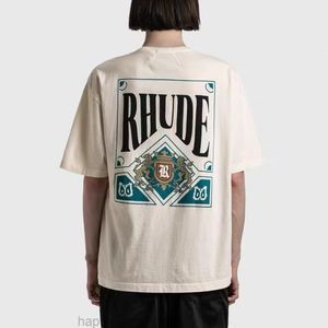 Heren T Shirts Zomer Nieuwe American Fashion Rhude Card Spelen gedrukt en dames korte mouw T-shirt