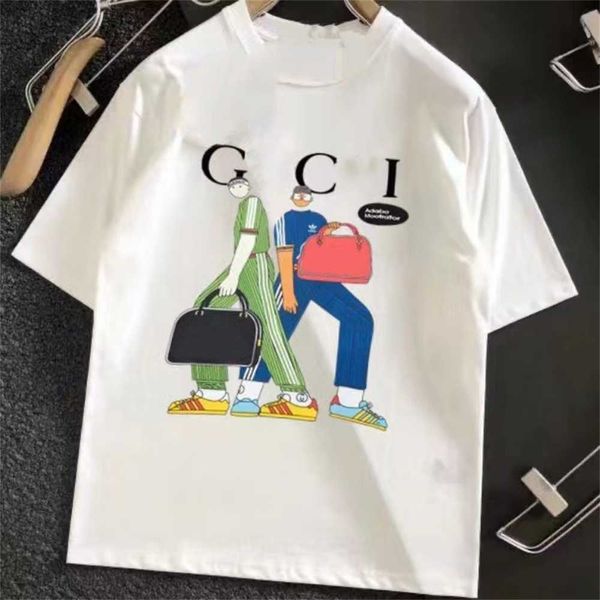 Camisetas para hombre Camisa de verano Estampado de algodón puro al aire libre Cuello redondo Manga corta Sudadera deportiva informal Parejas de lujo Misma ropa