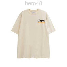 Heren T-shirts Zomer Lente Mode Streetwear Zwaluw Print Rhude t-shirts Mannen Vrouwen 1 Katoen Abrikoos Zwart Wit Tee Top Dzy6