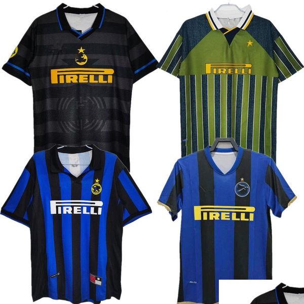 T-shirts pour hommes T-shirt Da Uomo 95 96 97 98 2002 2008 2010 Milito Sneijder Zanetti Maglia Inter Milan Vintage Etoo Calcio Djokovic Sac A Otc0O