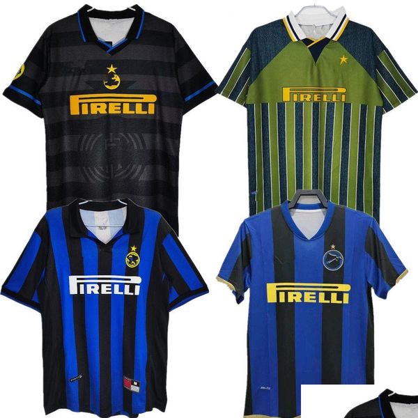 T-shirts pour hommes T-shirt Da Uomo 95 96 97 98 2002 2008 2010 Milito Sneijder Zanetti Maglia Inter Milan Vintage Etoo Calcio Djokovic Sac A Otznn