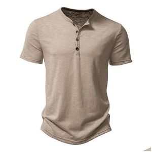 T-shirts pour hommes Tshirt Tshirt Henley Collar Summer Men Cound Casual Color Couleur courte pour tshirts de haute qualité Dro Ott3d