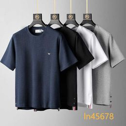 T-shirts pour hommes TB FOG marque demi-manche gaufre hommes coton rayé été col rond T-shirt à manches courtes tendance décontractée couple porter 2024