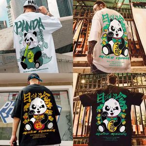 Heren t Shirts Tide 2021 Hip Hop Tees T -shirt Chinese stijl Panda Haruku Loose Men Tops Casual Summer Oversized mannelijke punk kleding Ide Ees -Shirt Ops