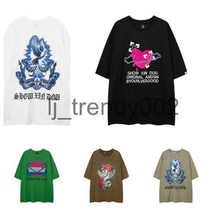 T-shirts pour hommes TKPA high street gothique vintage rose lavage fait vieux T-shirt à manches courtes hommes et femmes tendance hip-hop Y2K ZC