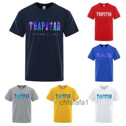 Herren-T-Shirts, Trapstar London Undersea Blue, bedrucktes T-Shirt, Sommer, atmungsaktiv, lässig, kurzärmelig, Straße, übergroß, Baumwolle, Marke L4ly E5GKE5GK E5GKDEZ