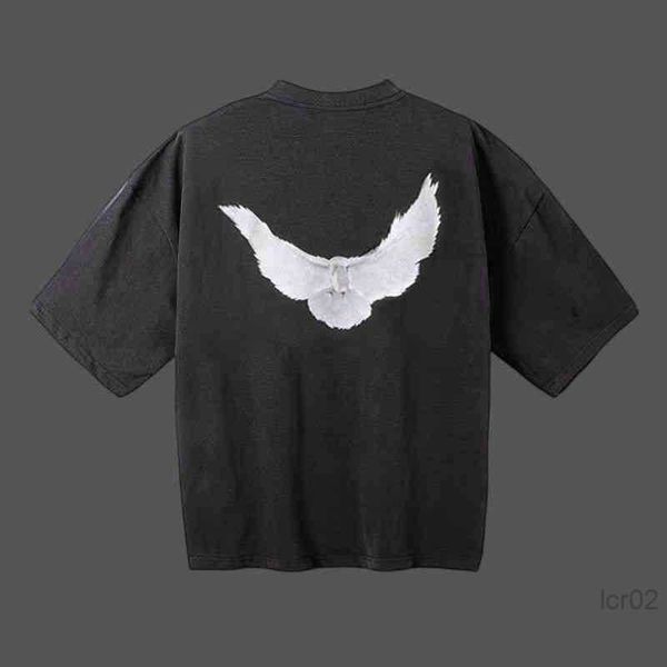 Camisetas para hombres Diseñador de paloma tripartita Kanyes Wests Fashion Co Branded Men de gran tamaño Polos Peace Doves impresas y mujeres Yzyspzqepzqe