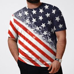 Camisetas para hombres Camisa de la bandera de EE. UU. Fashion Spring Summer informal sobre tamaño Manga corta O Neck Día de independencia 4 de julio Top