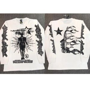 Mens T-shirts Vintage Streetwear Hellstar Tshirts Brain Racer à manches longues T-shot Cotton Casual Loose Hell Star T-shirts For Men Women 411