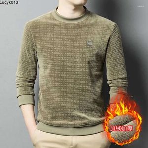 Heren t-shirts Winter Fleece gevoerd gewatteerd warm houden dieptepunt Shirt Jacquard Sweater T-shirt